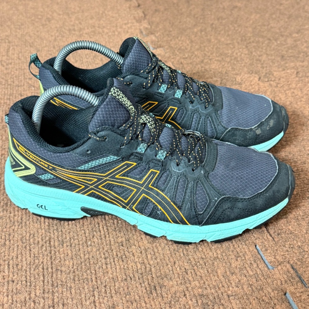 Asics Gel-Venture 7 Womens 10 Wide Trail Running‎ Shoes Black Teal 1012A477